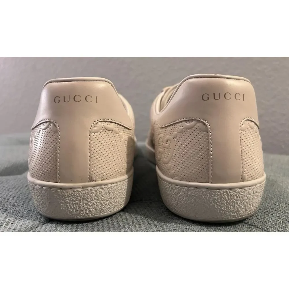 AUTHENTIC GUCCI ACE GG EMBOSSED LEATHER SNEAKERS 625787 Sz GG 14.5 (US 15.5)